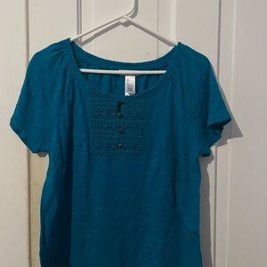 Elegant Teal Short Sleeve Women's Top